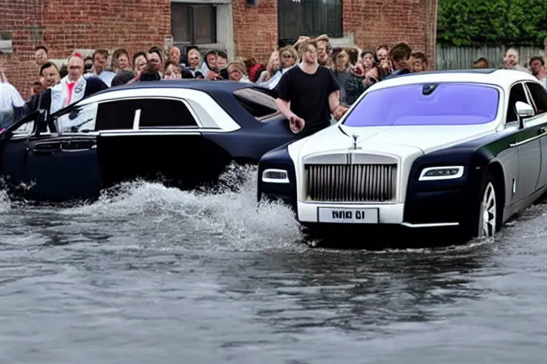 Image similar to stoned teenagers decided to drown Rolls-Royce