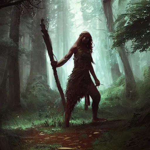 Tree druid, axe in hand, in the forest, dungeons and | Stable Diffusion ...