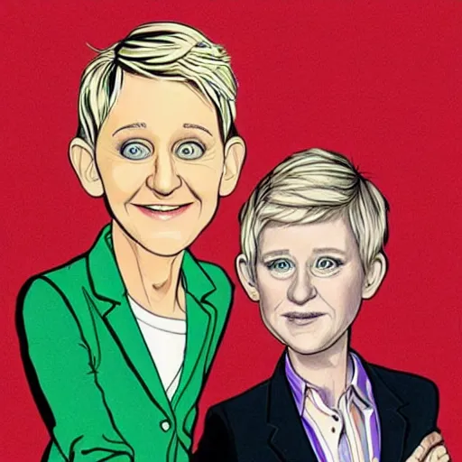 Image similar to ellen degeneres and anne heche drawn by robert crumb