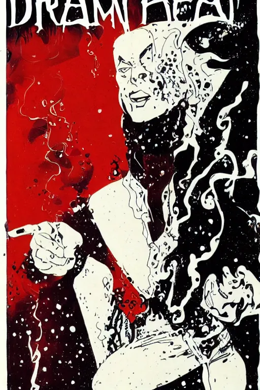 Image similar to dream from sandman comic book, illustration, art by hugo pratt, portrait, comic book cover