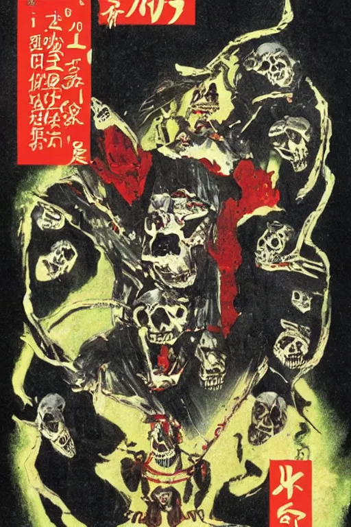 Prompt: faces of death omnibus japanese vhs tape cover art