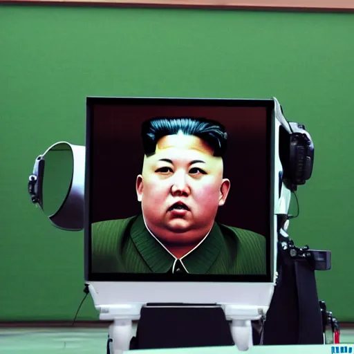 Prompt: kim jong un on a green screen, photography,