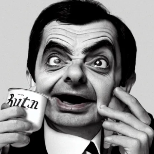 Image similar to mr bean eats a can of beans