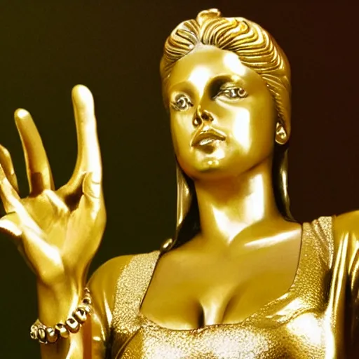 Image similar to golden statue of lana del rey