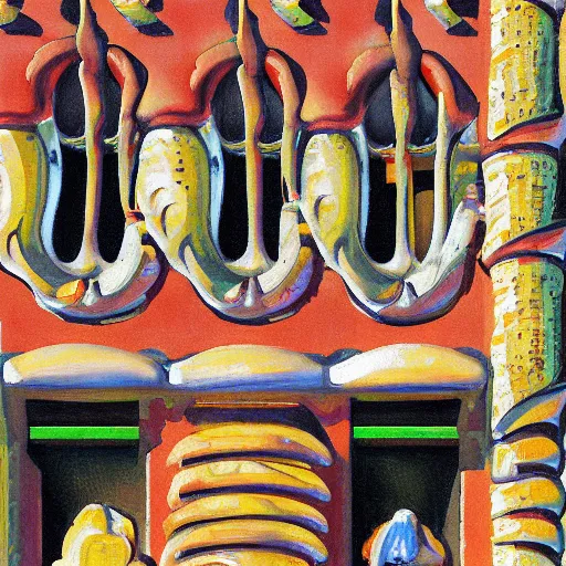 Prompt: High-quality painting of a McDonald's designed by Antoni Gaudi, very detailed, digital art.