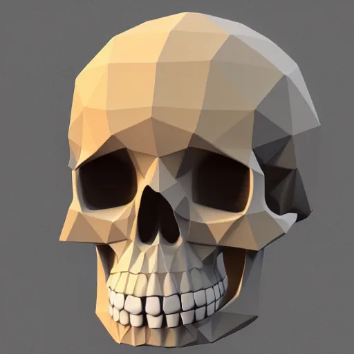 Prompt: 3d low-poly model skull