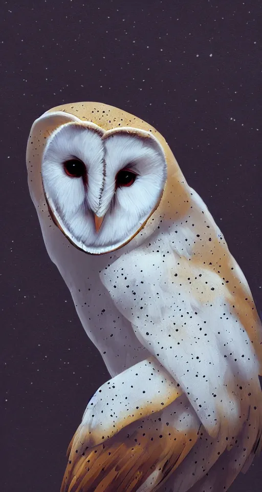 Image similar to barn owl painting in a style of charlie bowater, matte painting, 8k, fantasy