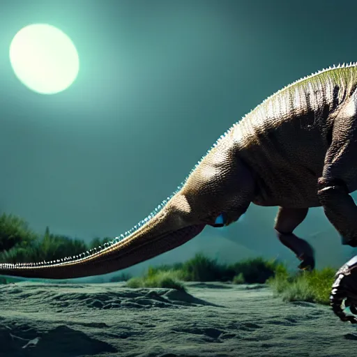 Prompt: an alien t-rex in an unknown planet, photorealistic, 8K