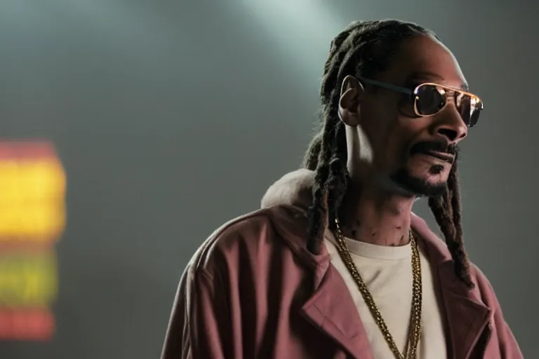 Prompt: movie screenshot of snoop dogg in blade runner 2049 4k