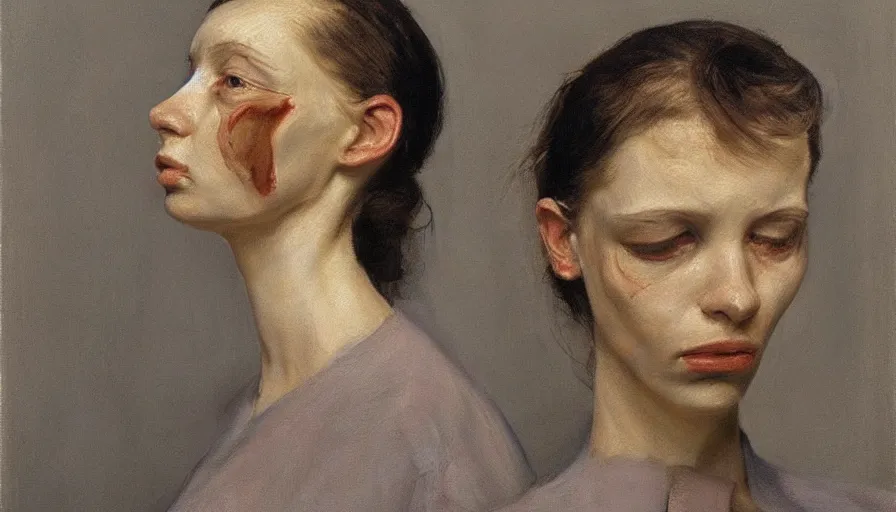 Image similar to painting by borremans, drama queen, detailed, stunning
