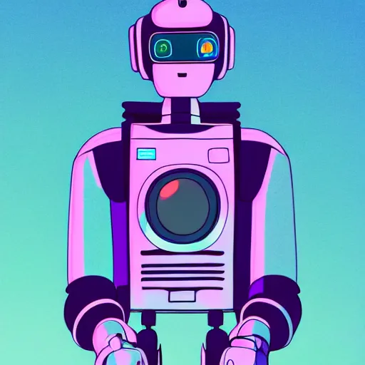 Image similar to a robot with a crt monitor for a head and wearing a leather bomber jacket, black sweatpants, pastel aesthetic, studio ghibli, character design, fantasy, 8 k resolution