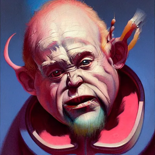 Prompt: Portrait of a dwarf, very coherent, painted by Francis Bacon and Edward Hopper, Wayne Barlowe, painted by James Gilleard, surrealism, airbrush, art by JamesJean