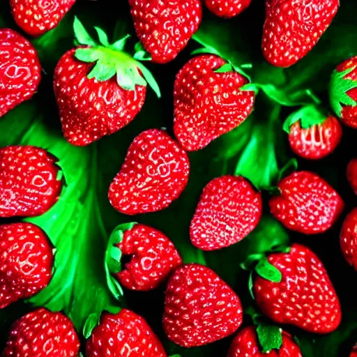 Image similar to a super detailed lomography photo of a closeup of a strawberry, and every seed is a tiny human skull.