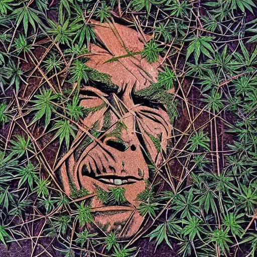 Image similar to portrait of clint eastwood made of plants, only cannabis, weed + + + + + + + + + + + + + + + +