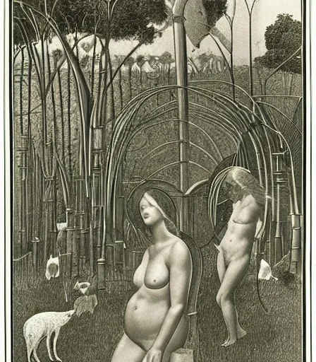 Image similar to a photo of god in the garden of eden by berne becher and hilla becher