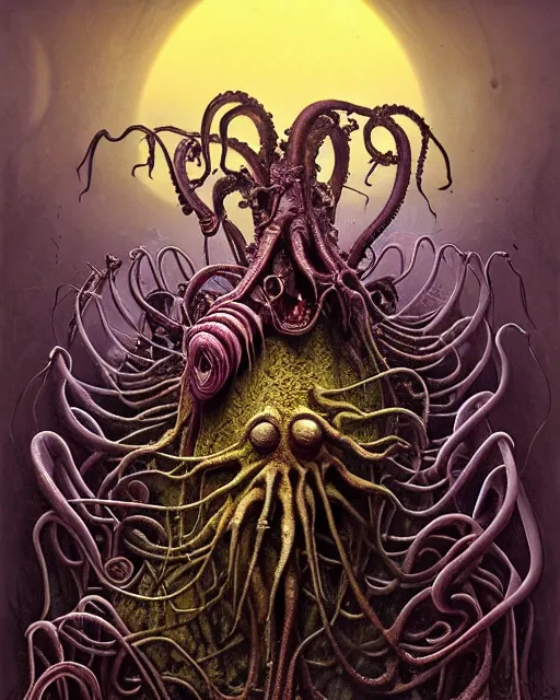 Image similar to the platonic ideal of flowers, rotting, insects and praying of cletus kasady carnage thanos davinci dementor hades chtulu mandelbulb schpongle octopus bioshock xenomorph akira, ego death, decay, dmt, psilocybin, concept art by randy vargas and zdzisław beksinski