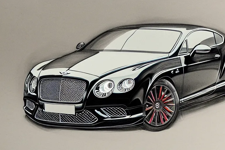 Image similar to Bentley Continental GT, drawing with black helium handle