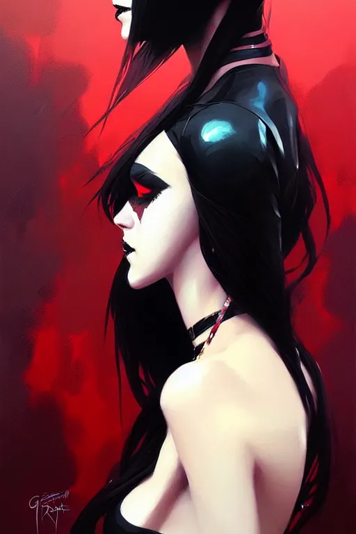 Image similar to a ultradetailed beautiful painting of a stylish goth girl, by greg rutkowski, conrad roset and ilya kuvshinov trending on artstation