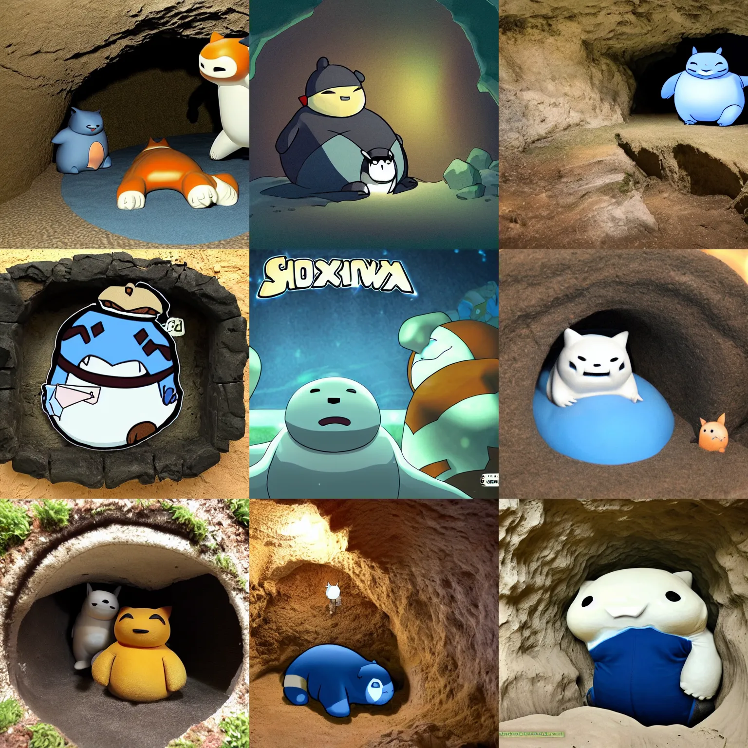 Prompt: cave plugged with a snorlax