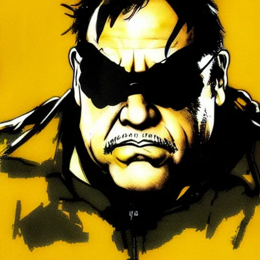 Prompt: danny devito from metal gear solid, by yoji shinkawa