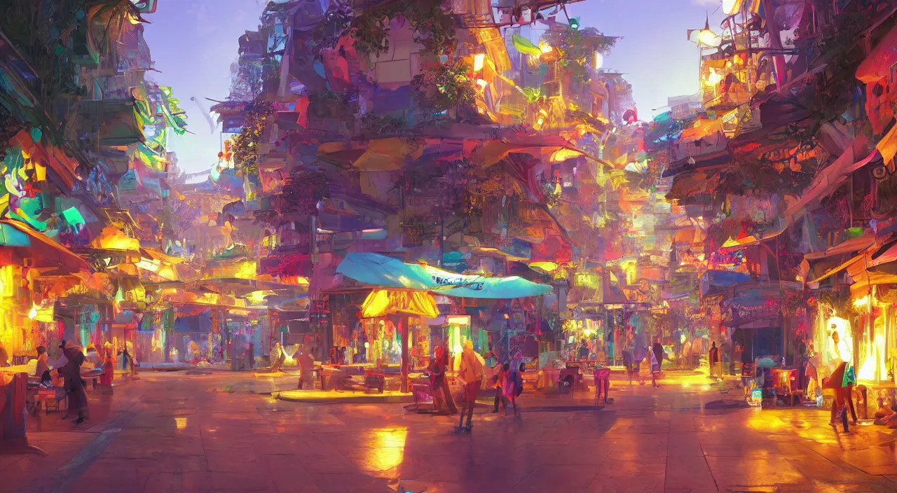 Image similar to bazaar zouk oriantal multicolorful sky shine place mosquet painting stylized digital video game icon global illumination ray tracing 8 k hd resolution, by ilya kuvshinov and cushart krentz and gilleard james