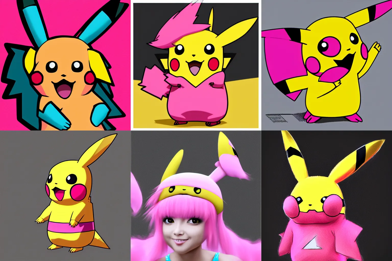 Prompt: pikachu with pink afro hair, trending on artstation