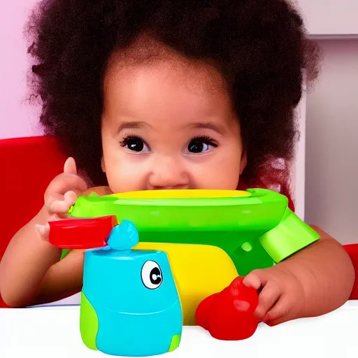 Prompt: Photo of an Aqua Teen Hunger Force Fisher Price learning toy for babies