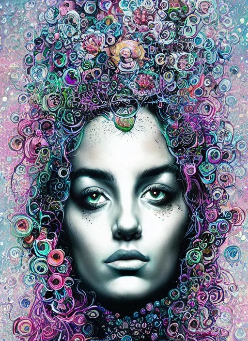 Image similar to Psychadelic goddess painting by Dan Hillier, trending on artstation, artstationHD, artstationHQ, 4k, 8k