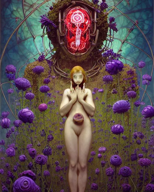 Image similar to the platonic ideal of flowers, rotting, insects and praying of cletus kasady carnage thanos dementor doctor manhattan chtulu mandelbulb spirited away bioshock davinci heavy rain, d & d, fantasy, ego death, decay, dmt, psilocybin, art by artgerm and greg rutkowski and alphonse mucha and john bauer