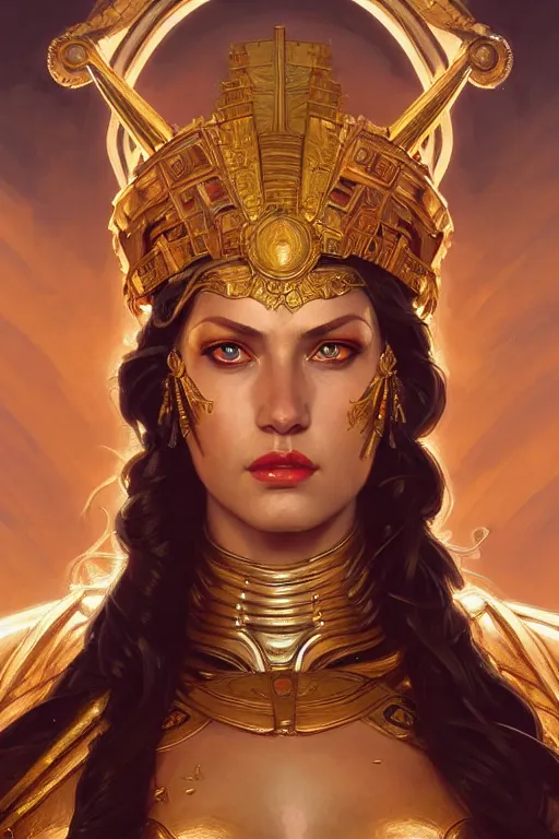 Prompt: The Godess Hera looking angry, detailed armor, portrait, highly detailed, digital painting, artstation, concept art, smooth, sharp focus, beautiful face, symmetric face, cinematic, videogame cover art, illustration, pixel art by Artgerm and Greg Rutkowski and Alphonse Mucha