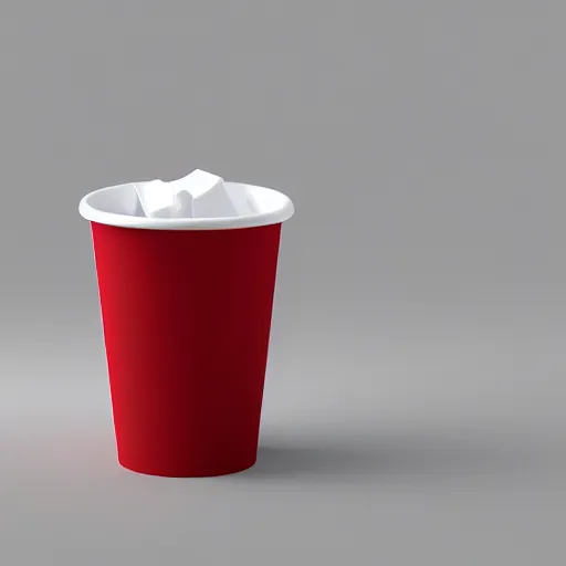 Image similar to the white red paper cup, fine art, artstation, octane render, cgsociety