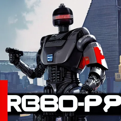 Image similar to robocop 1 9 8 4 as apex legends character