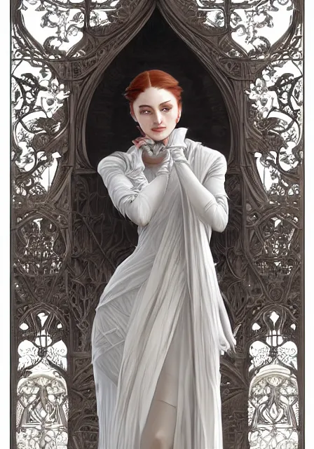 Image similar to sansa skeleton, intricate, elegant, highly detailed, digital painting, artstation, concept art, smooth, sharp focus, illustration, art by artgerm and greg rutkowski and alphonse mucha and william - adolphe bouguereau