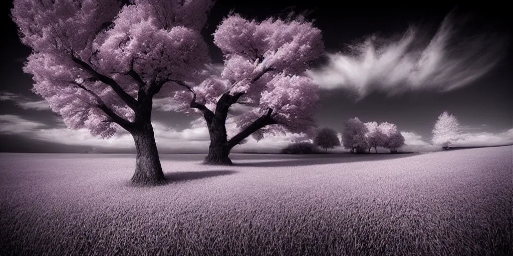 Prompt: beautiful infrared landscape photography by david keochkerian and mike irwin, ir filter
