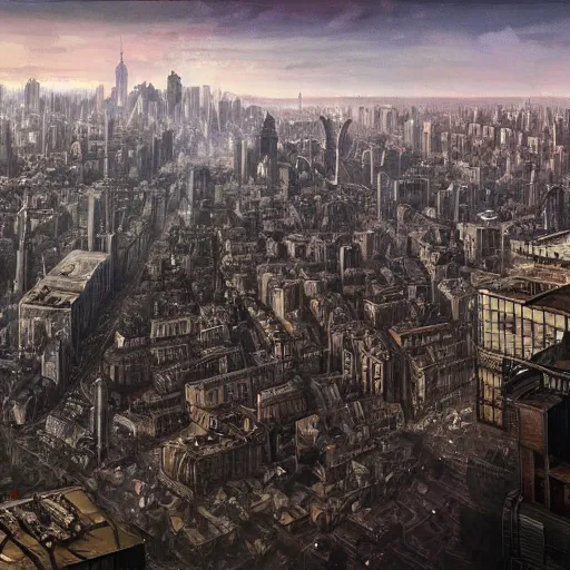 Image similar to a city from elden ring shares a border with 1 9 3 0's new york, matte painting, extremely detailed, elden ring, oil on canvas, trending on artstation