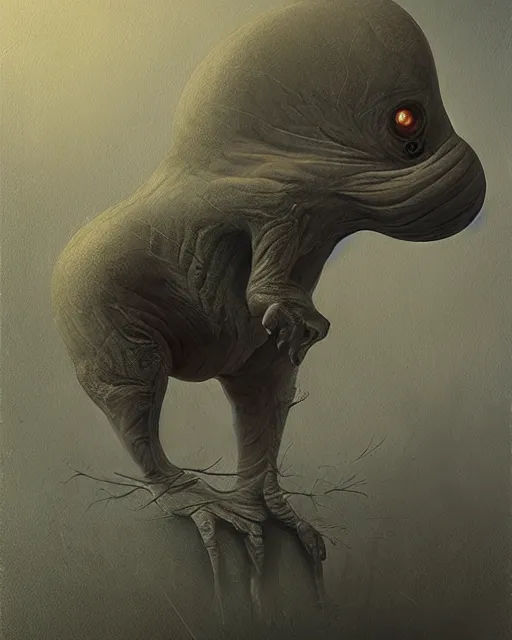 Image similar to a painting of a strange creature by anton semenov