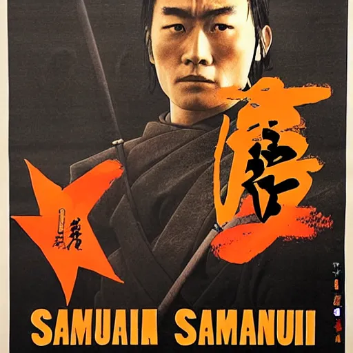 Image similar to full sized movie poster of a 1 9 6 0 s samurai film, highly detailed,