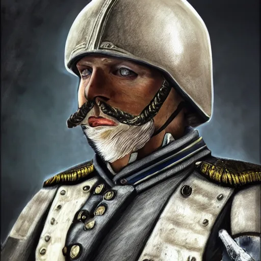 Image similar to A hero of the Lithuanian people, Captain Baltic. Hyper realistic. Trending on art station. 8k. Beautifully detailed.