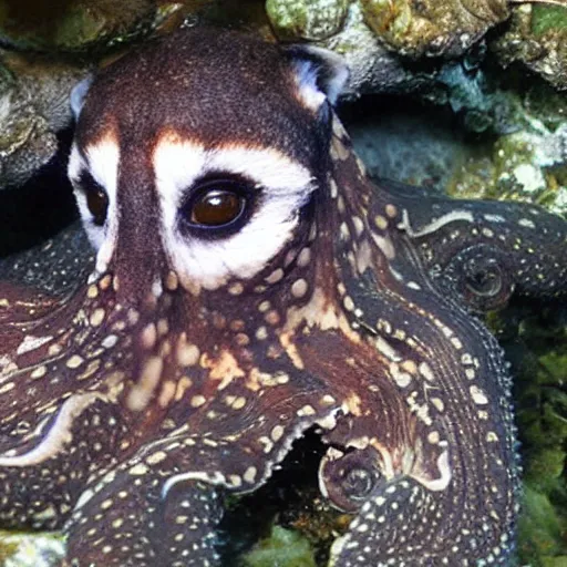 Image similar to photo of an octopus that looks like a raccoon