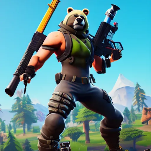 Image similar to bearsnake as a fortnite character, screenshot from fortnite, 3 d unreal engine render