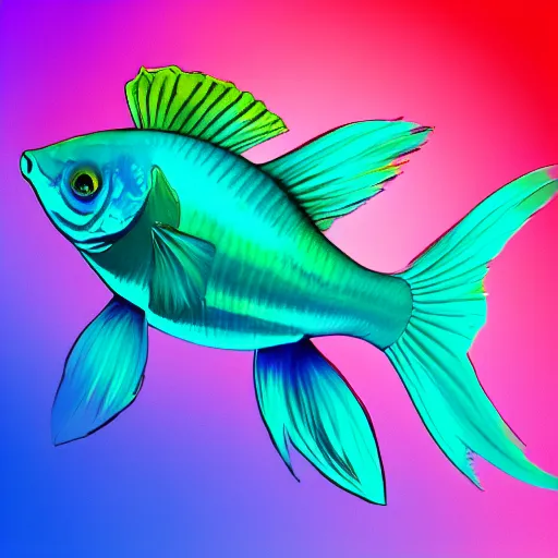 Prompt: A beatiful beta fish flashing amazing colors, digital art, trending on artstation