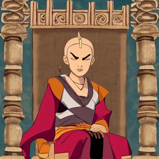 Image similar to ! dream a warrior princess sitting in her court, in the style of the last airbender