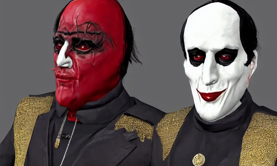 Image similar to cardinal copia from the band ghost as character in GTA V, loading screen