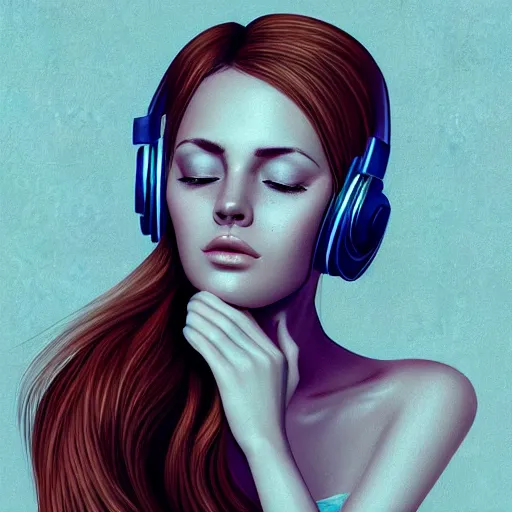 Prompt: a beautiful woman listening to music by Anna Nikonova, digital art, trending on artstation