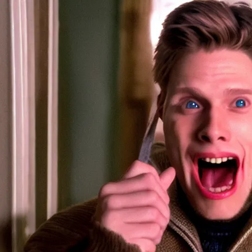 Image similar to Live Action Still of Jerma in Home Alone, real life, hyperrealistic, ultra realistic, realistic, highly detailed, epic, HD quality, 8k resolution, body and headshot, film still