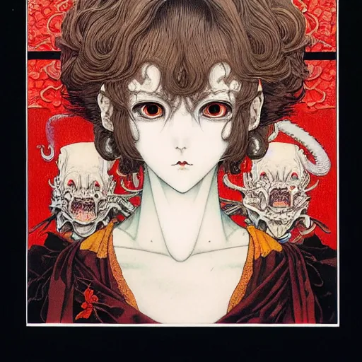 Image similar to prompt: Portrait painted in neo-gothic style drawn by Katsuhiro Otomo and Takato Yamamoto, inspired by Fables, china doll face, smooth face feature, intricate oil painting, high detail, sharp high detail, manga and anime 2000