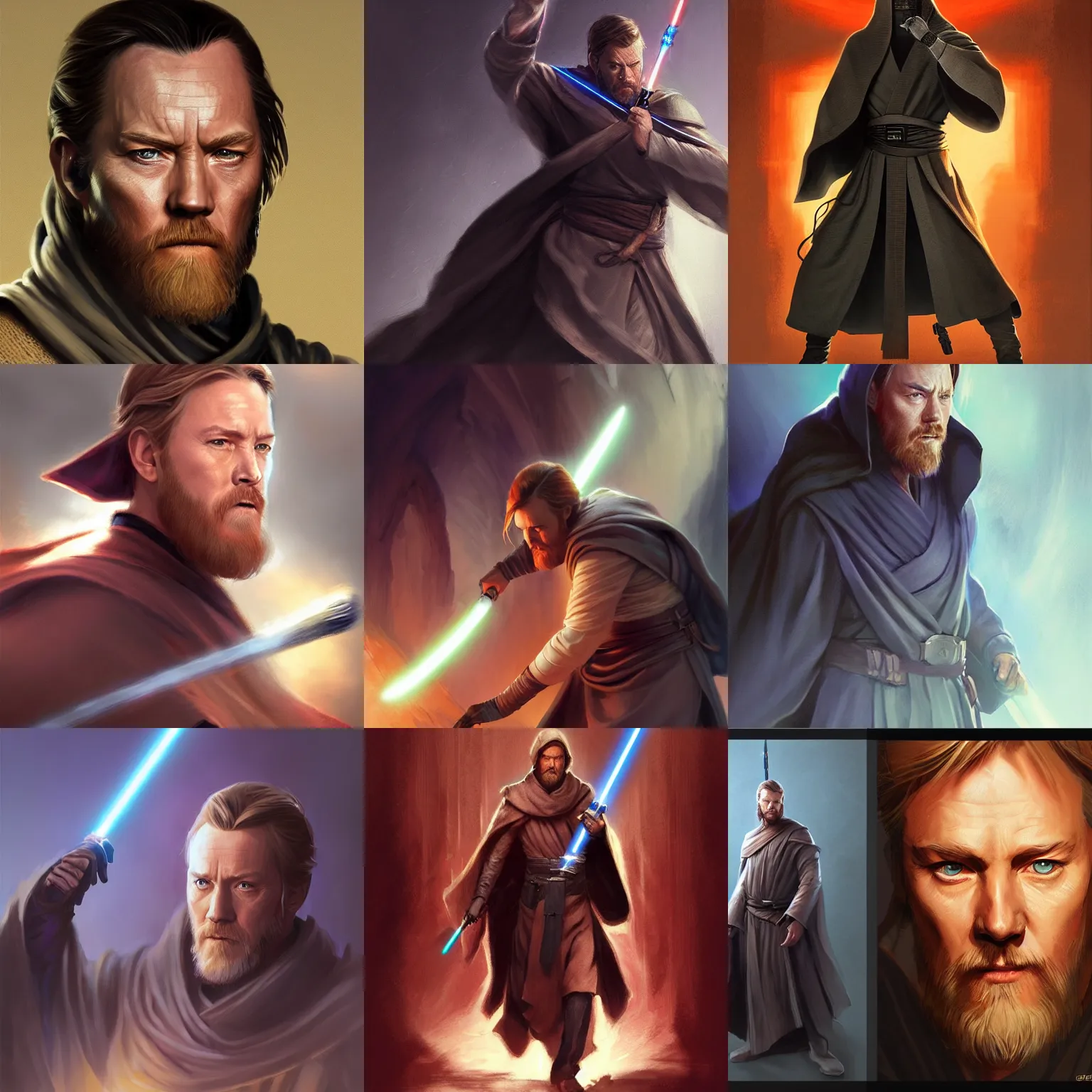 Prompt: obi - wan kenobi as a shadowy ninja, d & d, fantasy, portrait, highly detailed, digital painting, trending on artstation, concept art, sharp focus, illustration, art by artgerm and greg rutkowski and magali villeneuve