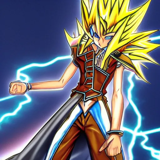 Prompt: lightning in the art style of a yugioh card , highly detailed, centered, sharp focus, octane render
