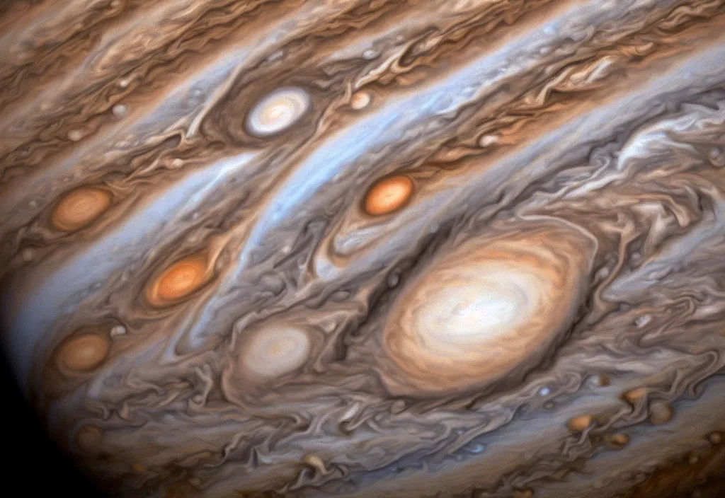 Prompt: giant storms on jupiter, highly detailed professional photography,