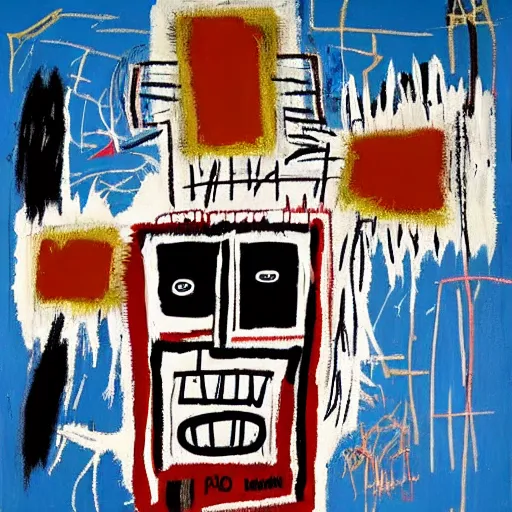 Prompt: a painting jean - michel basquiat did when he was deeply schizophrenic